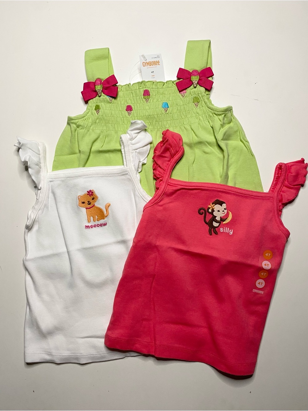 NWT Girls Gymboree Sz 4T 4 Tank Top Shirts 3 pc Summer Bundle Lot Set New